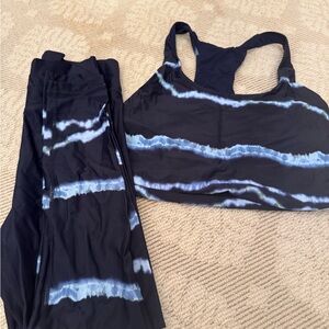 The Upside Black and Blue Tie-Dye Sports Bra Set